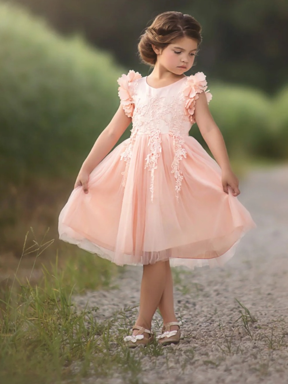 Trish Scully Child Peachy Pink Bianca Dress size 5 Excellent Condition